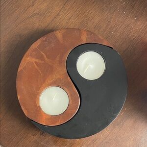 Yin Yang Tealight Candle Holder - Black and Brown